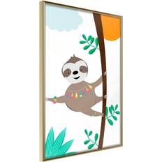 Artgeist Happy Sloth 20 x 30 cm Guldramme Plakat