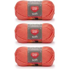 Red Heart Soft Yarn, 3 Pack, Coral 3 Count