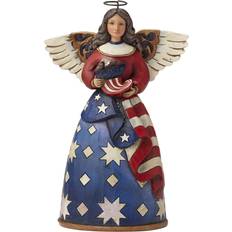 Blue Figurines Jim Shore Heartwood Creek Patriotic Angel in Flag Dress Stone Resin 6 Figurine