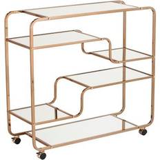 Beige Trolley Tables Southern Enterprises Maylynn Art Deco Mirrored Bar Cart Trolley Table