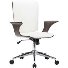 vidaXL Girevole Bianca In Similpelle E Legno Curvato Sedia da ufficio