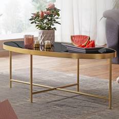 Wohnling Design Couchtisch Glas Schwarz 110 x 56 cm