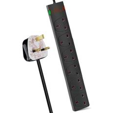 6 Gang Surge-Protected Extension Lead Black 1m