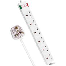 6 Gang Surge-Protected Extension Lead White 5m