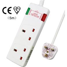 Surge Protector 2 Gang Surge-Protected Extension Lead White 5m