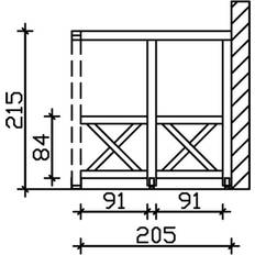 Gartenhäuser SKAN HOLZ HOLZ Seitenwand Andreaskreuz Wandanbau 205 (Gebäudefläche )