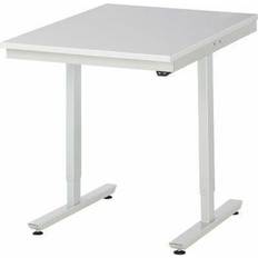 Rau Work table, electric height adjustment, ESD melamine worktop, max. load 150 kg, WxD 750 x 1000 mm