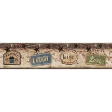 Chesapeake CTR63151B Kinsey Blue Live Laugh Love Wallpaper Border