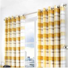 Yellow Curtains Fusion Check Eyelet Lined