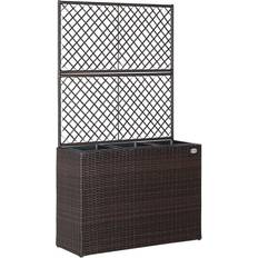Deuba Poly Rattan Planter Flower Box 83x30.5x146cm Trellis