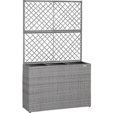 Deuba Poly Rattan Planter Flower Box 83x30.5x146cm Trellis