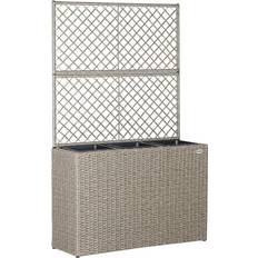 Deuba Poly Rattan Planter Flower Box 83x30.5x146cm Trellis