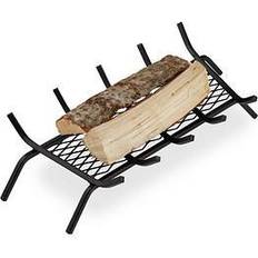 Caminetti Relaxdays Brucialegna Da Camino Rettangolare Acciaio Con Grill 17 x 69 x 34 cm
