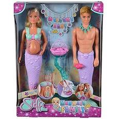 Steffi love family Simba 105733524 Steffi Love Mermaid Family, doll as pregnant mermaid with Kevin as a merman, with baby bed, 29 cm dress-up dolls, toy dolls