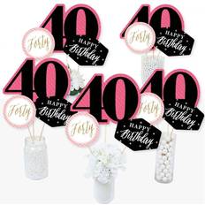 Birthdays Table Decorations chic 40th Birthday Pink, Black and gold Birthday Party centerpiece Sticks Table Toppers Set of 15