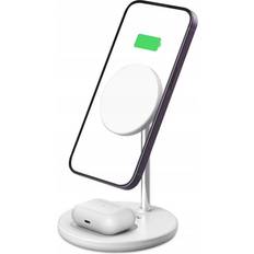 Tech-Protect QI15W-A21 2in1 Magnetisk MagSafe Trådløs Lader Hvitt