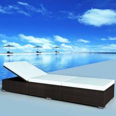 vidaXL Liggestol Med Cremefarvet Hynde Polyrattan Brun