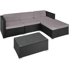 Rattan lounge tectake Salottino In Rattan Firenze - Nero/Grigio Set da Lounge da Esterno