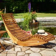 Mobilier de Jardin et d'Extérieur Casa Chaise Longue À Bascule Pliable En Bois D'acacia Certifié FSC Transat Ergonomique Bain de Soleil Jardin Sauna - Marron