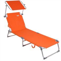 Orange Chaises longues Casaria Chaise Longue Pliable Ibiza Dossier Réglable 4 Positions Pare-Soleil Intégré