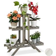 Supporti per Piante da Interno Relaxdays Fioriera A Scala In Legno Portafiori A 3 Ripiani 83 x 83 x 25 cm Ca.