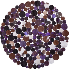 Leather Carpets Beliani Cowhide Round Multicolour, Purple