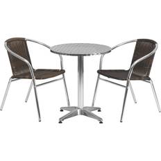 Patio Dining Sets Flash Furniture TLH-ALUM-24RD-020CHR2-GG 23 Patio Dining Set