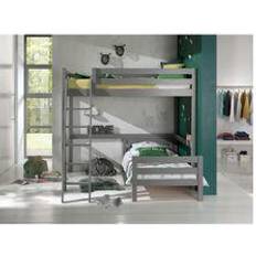 Lits mezzanines Vipack Lit Mezzanine 140x200 cm Pin Massif Gris Pino