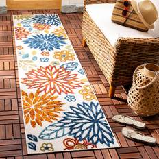 Carpets Safavieh Outdoor CBN833A Cabana Collection White, Multicolor, Beige, Red
