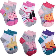 Peppa Pig Soft Toys Peppa Pig Kids 6-pack Quarter Socks, Pale Grey Heather, 2-4T US