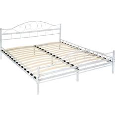 180cm Estructuras de cama tectake Cama Doble 'Art" Para Dormitorio Con Estructura De Acero Con Somier Incluido - 200 x 180 cm Weiß/Weiß