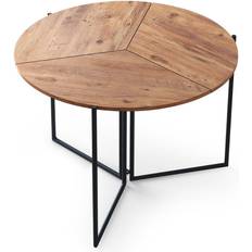 Noir Tables à manger Hanah Home Ronde Pliable Ø100 cm Chêne Clair Et Métal Noir Table à manger