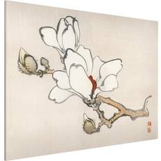 Rose Tableaux en verre Tableau Magnétique Dessin Vintage Asiatique Magnolia Blanc