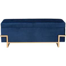 Gold Seating Stools Baxton Studio Parker 18.9 Navy Gold Trunk Seating Stool