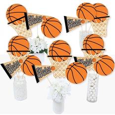 Orange Party Decorations Big Dot of Happiness Nothin' but Net Basketball Baby Shower or Birthday Party Centerpiece Sticks Table Toppers Set of 15