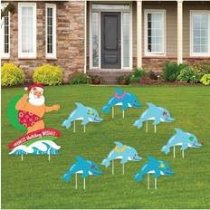 Blue Party Decorations Tropical Christmas Outdoor Lawn Decor Beach Santa Holiday Party Yard Signs 8 Ct Blue