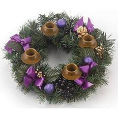 Detalles Interiores Vermont christmas Company Purple Ribbon Advent Wreath Adorno de Árbol de Navidad