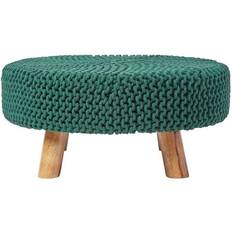 Homescapes Knitted Cotton Tall Foot Stool