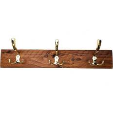 Grey Coat Hooks Wooden Antique Style Rack Triple Coat Hook