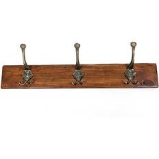 Grey Coat Hooks Wooden Antique Style Rack Triple Old Coat Hook