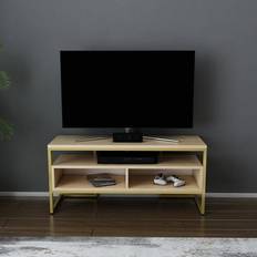 Gold Benches Decorotika Gold Colour/Oak Pattern TV Bench