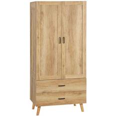 Homcom Natural Wardrobes Homcom Hanging Rail for Bedroom Natural Wardrobe 80x185cm