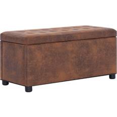 Pufs vidaXL Otomana De Almacenaje De Piel 87.5 cm Marrón Puf