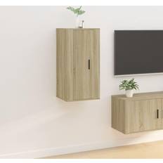 Oak TV Benches vidaXL Wall Mounted Cabinet Sonoma Oak 40 x 34.5 x 80 cm TV Bench