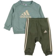 Brown Tracksuits Children's Clothing adidas Badge of Sport Jogger Set - Silver Green/Sand Strata (IC6593)