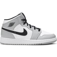 Jordan 1 smoke grey NIKE Air Jordan 1 Mid GS - Light Smoke Grey/Black/White