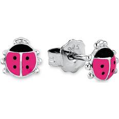 Stud Earrings - Silver/Pink/Black