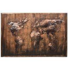 Wanddekos Garden Pleasure 3D Metallbild Weltkarte Metall Retro Vintage Wanddeko