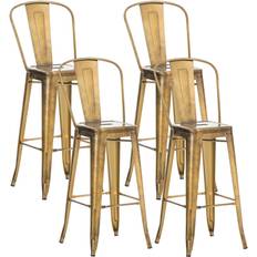 Oro Taburetes de bar CLP Set 4 Taburetes De Aiden Dorado 52 x 44 x 115 Cm Taburete de bar