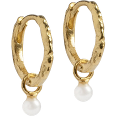 Sølv Øredobber ENAMEL Copenhagen Belle Hoops Earrings - Gold/Pearls